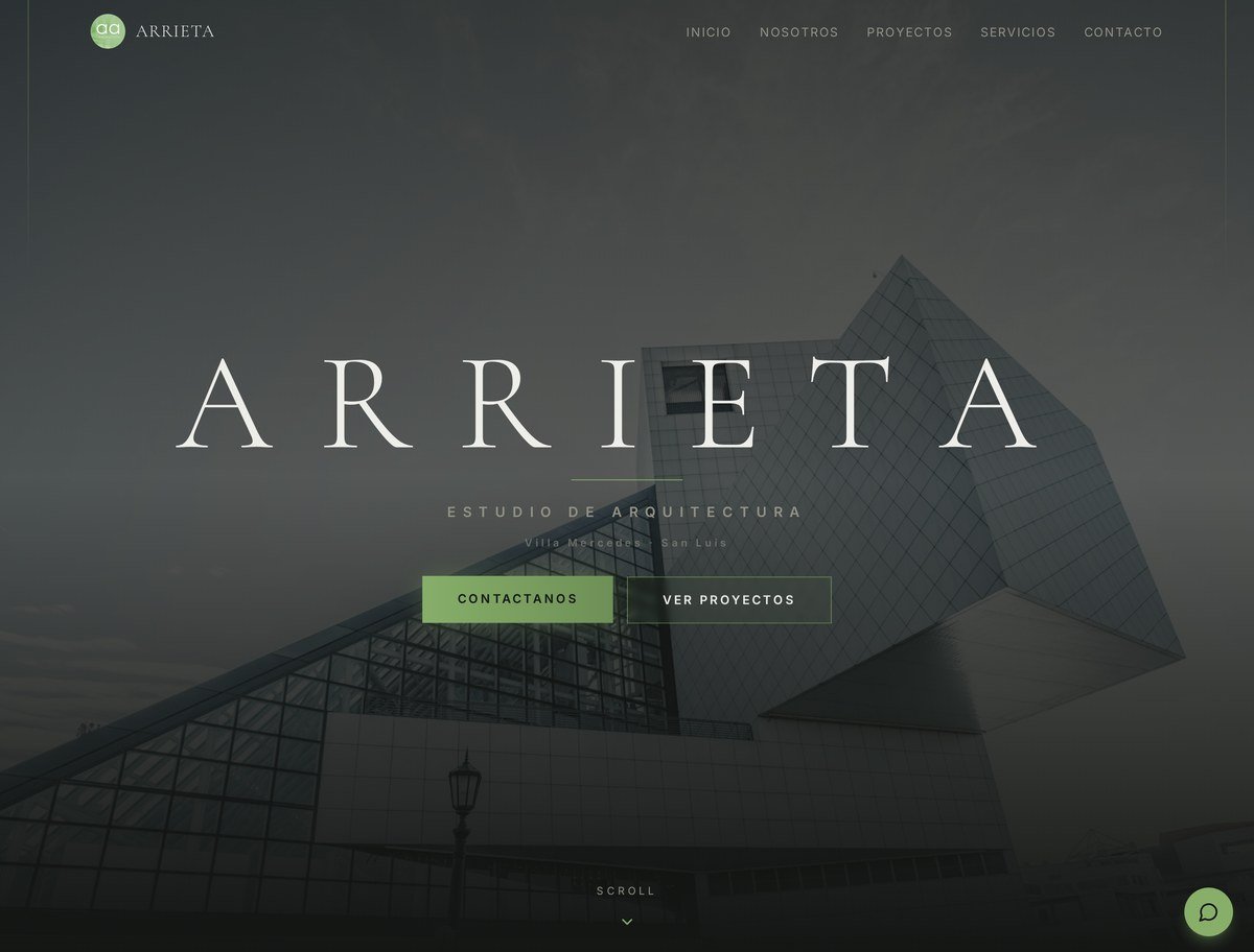 Vista del sitio web de Arquitectura Arrieta