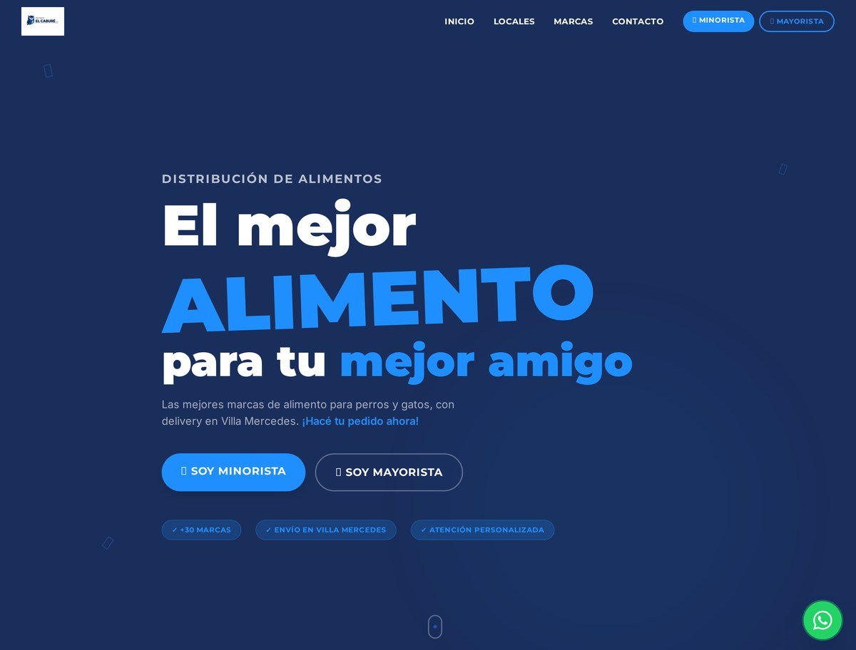 Vista del sitio web de Forrajería El Cabure