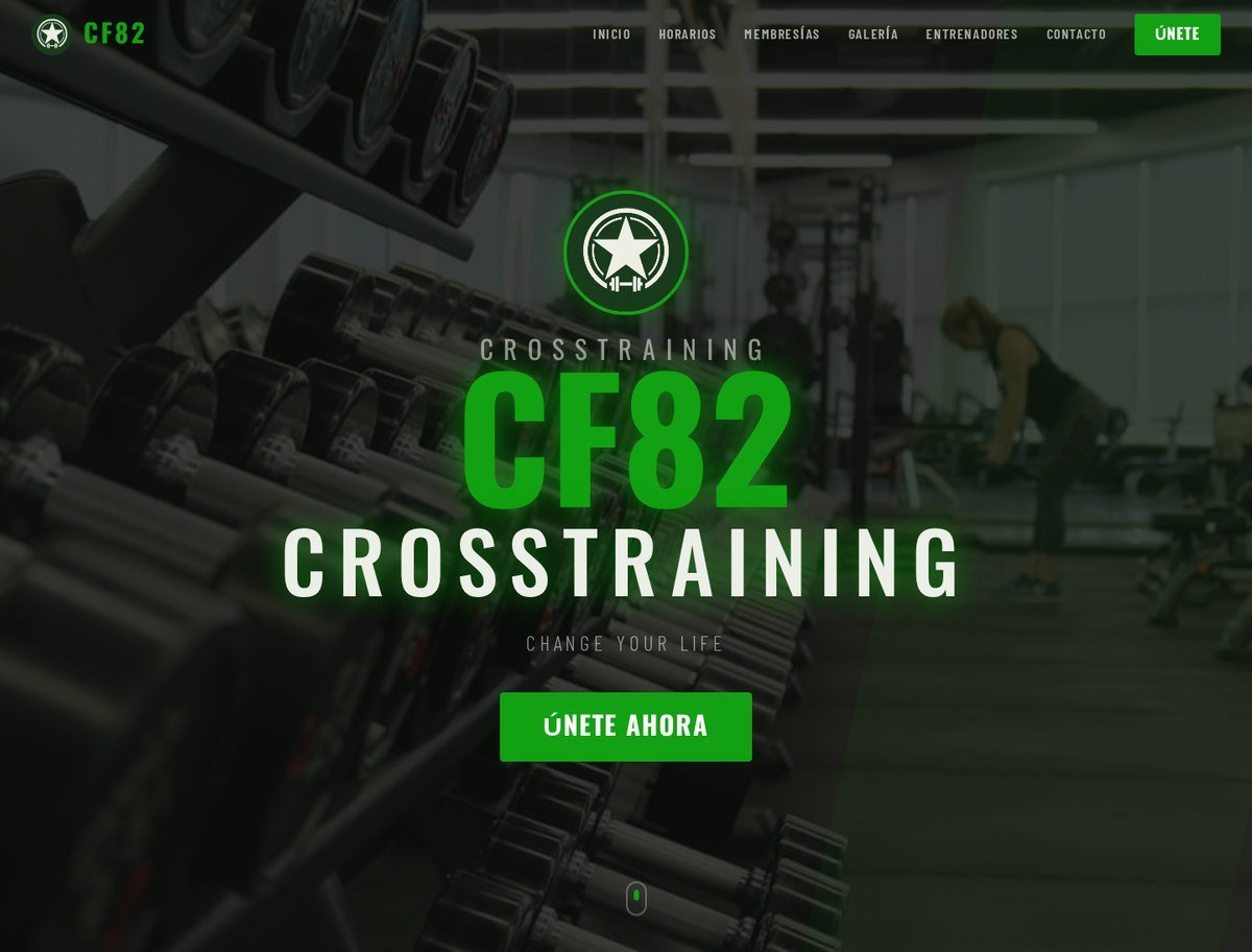 Vista del sitio web de CF82 CrossFit
